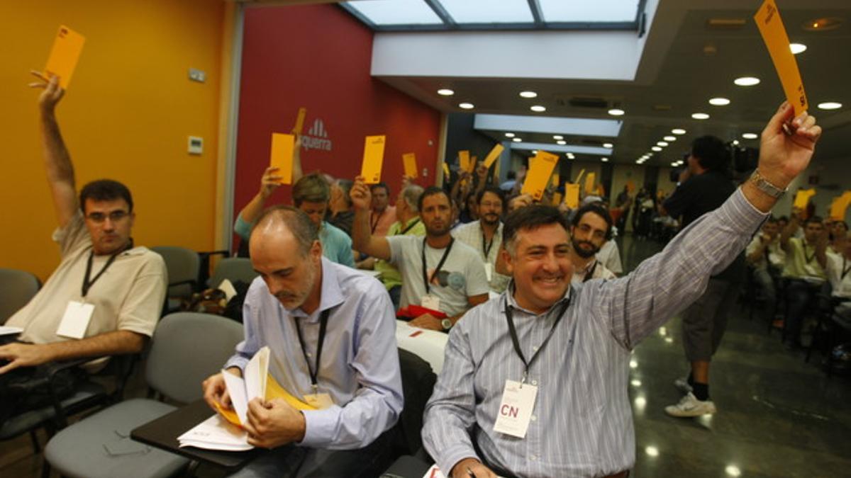 Puigcercós y Ridao durante el Consell Nacional de ERC.
