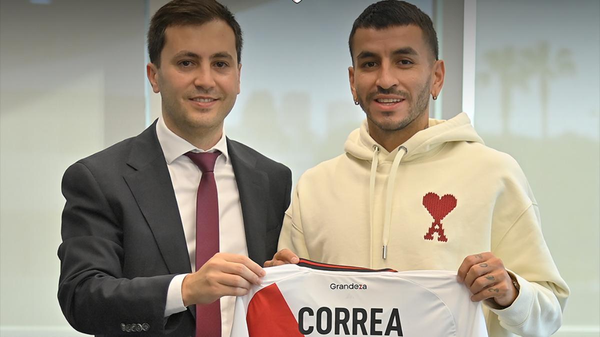 Ángel Correa, en su presentación como nuevo jugador de River Plate