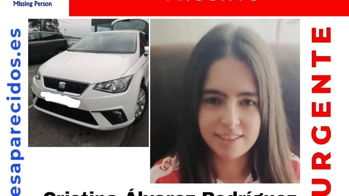 Cartel de alerta por la desaparición de la joven.