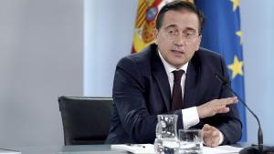José Manuel Albares, titular de Exteriores, en una reciente comparecencia ante la prensa.