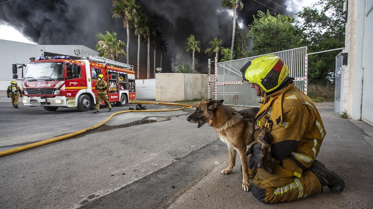 Impactantes imágenes del incendio de la fábrica de San Vicente del Raspeig