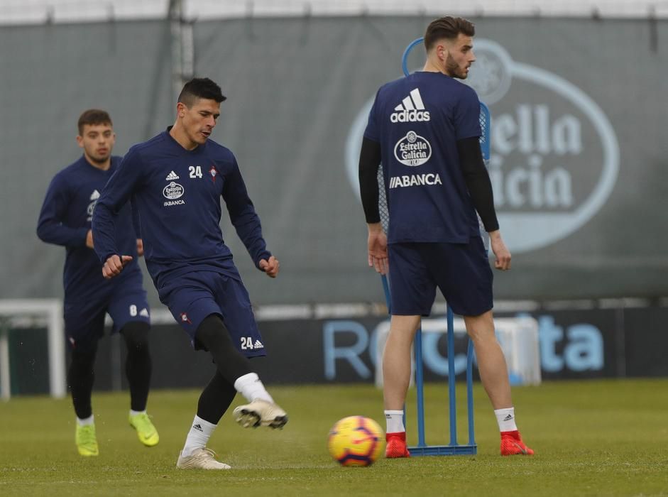 Primer entrenamiento de Hoedt en A Madroa