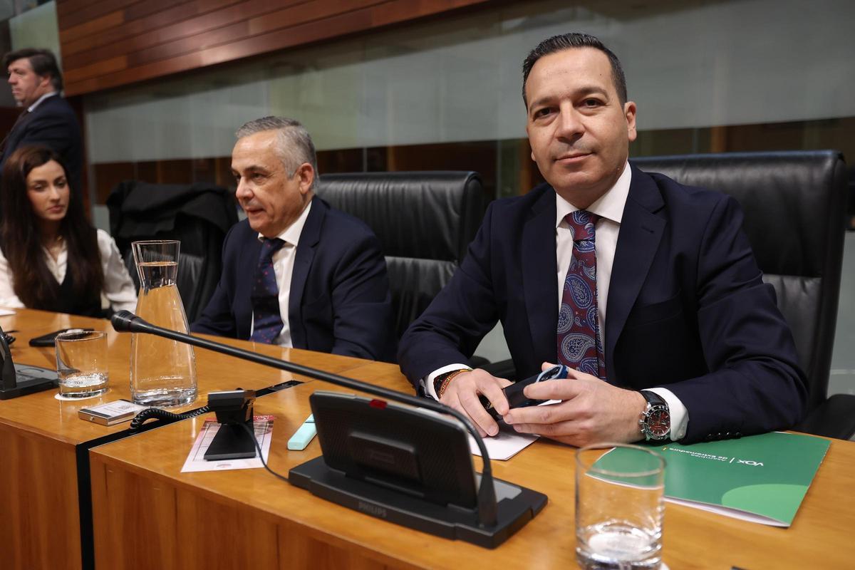 El presidente portavoz del Grupo Parlamentario Vox, Óscar Fernández Calle, en el pleno de investidura de María Guardiola