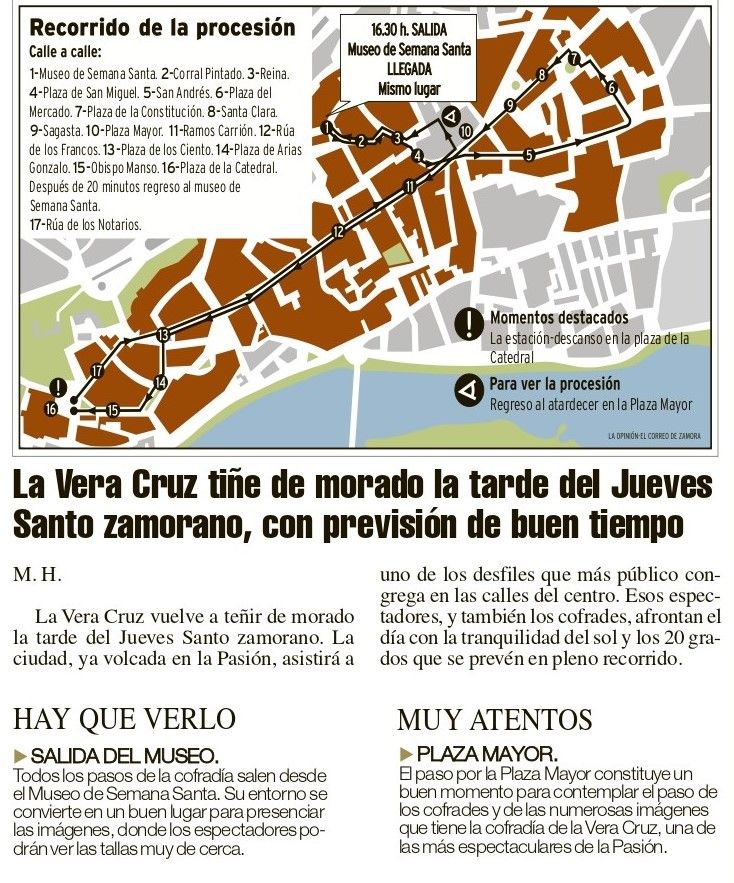Datos claves de la procesión de la Vera Cruz de Zamora