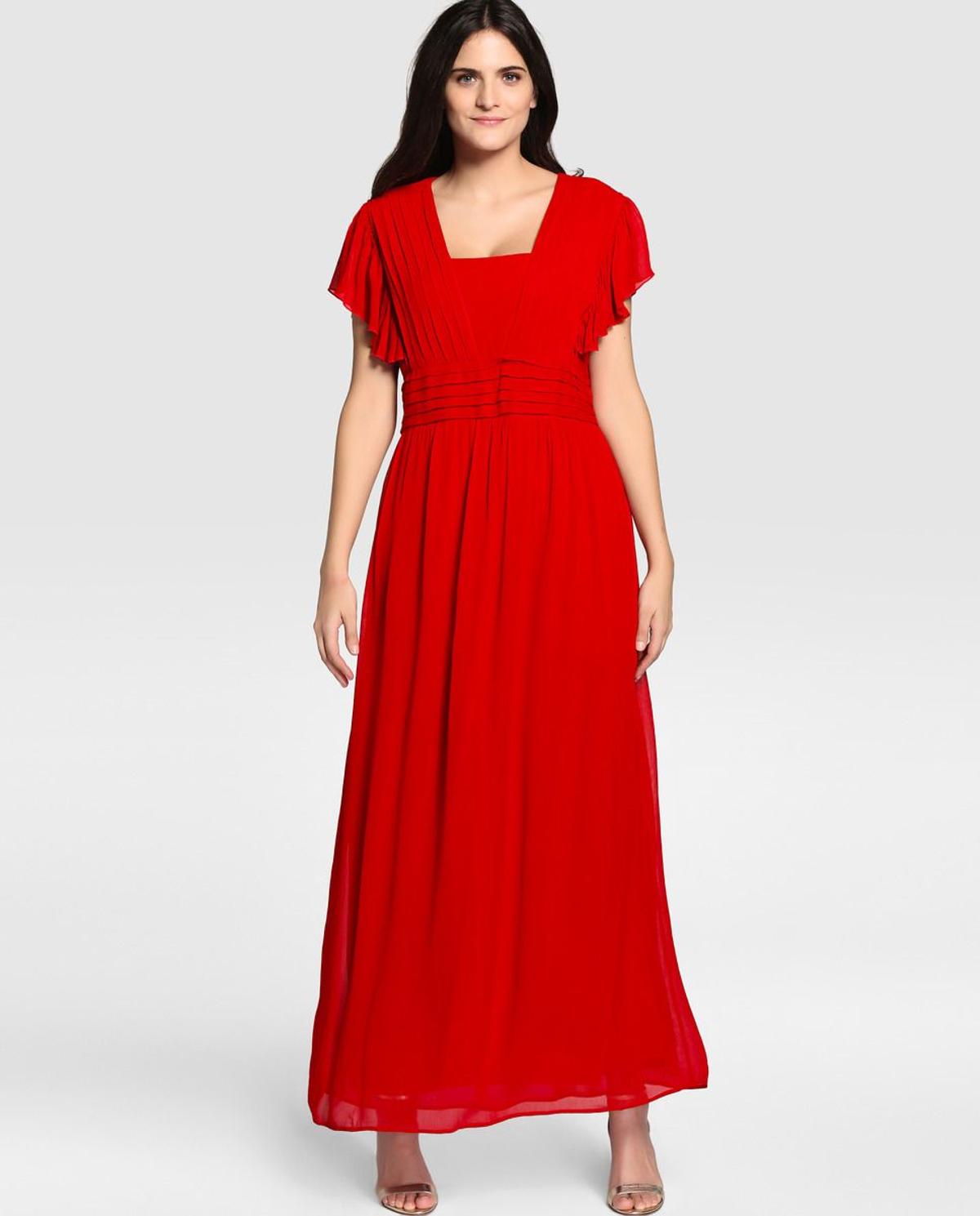 Vestidos para invitada curvy: vestido largo rojo