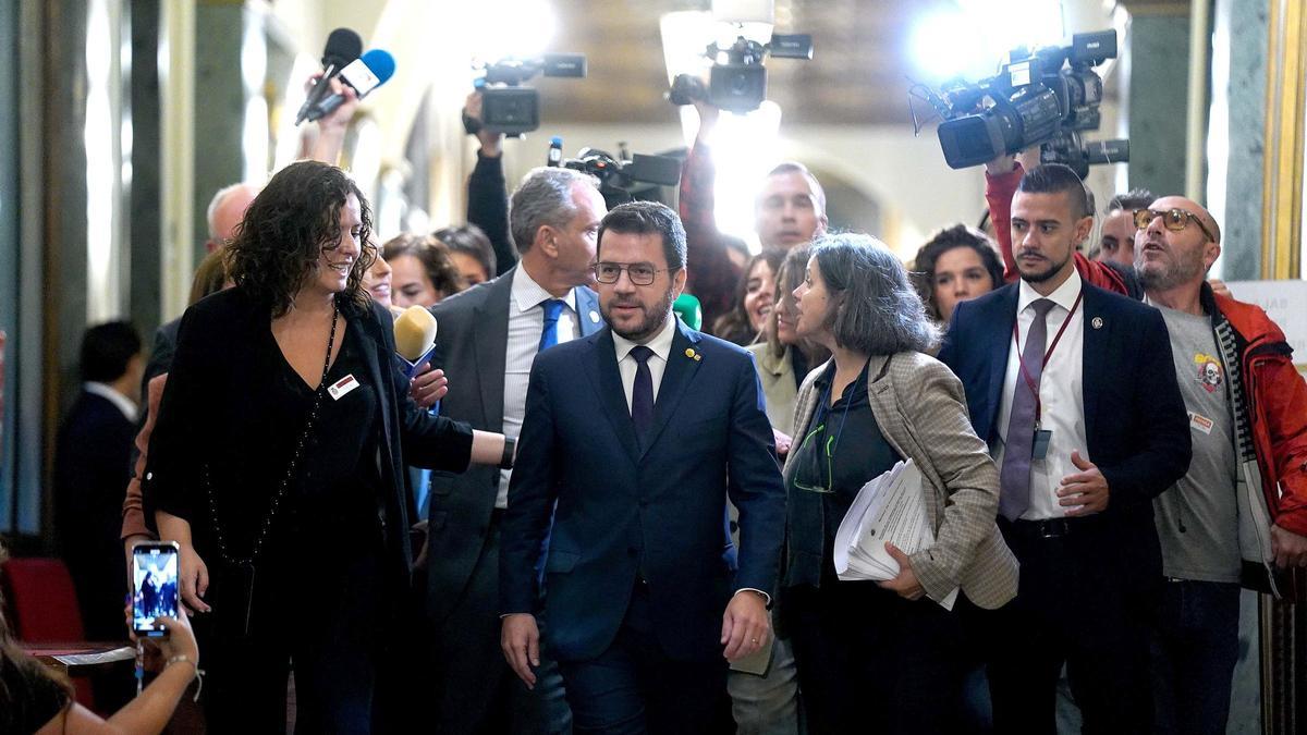 Pere Aragonès a su llegada al Senado