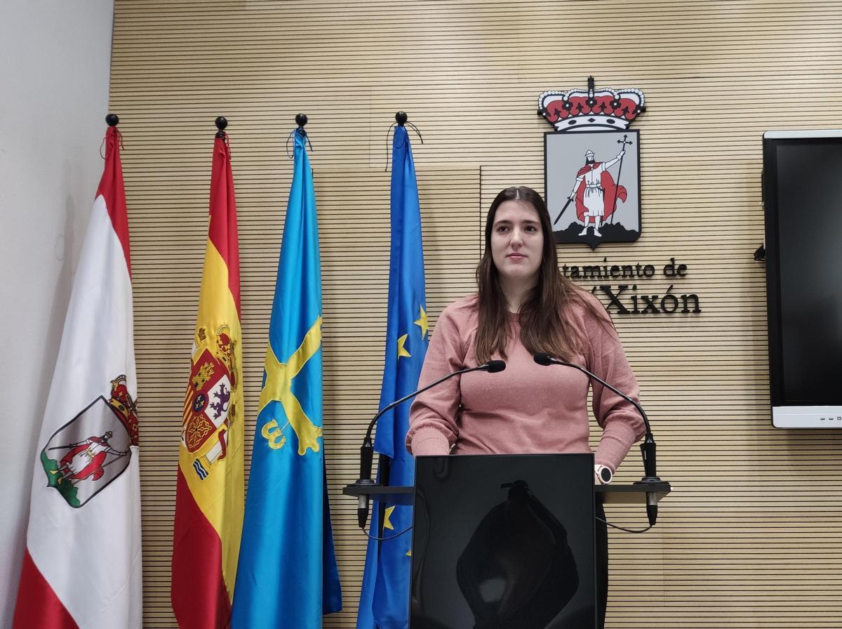Olaya Suárez, ayer, en la sala de prensa del Ayuntamiento.