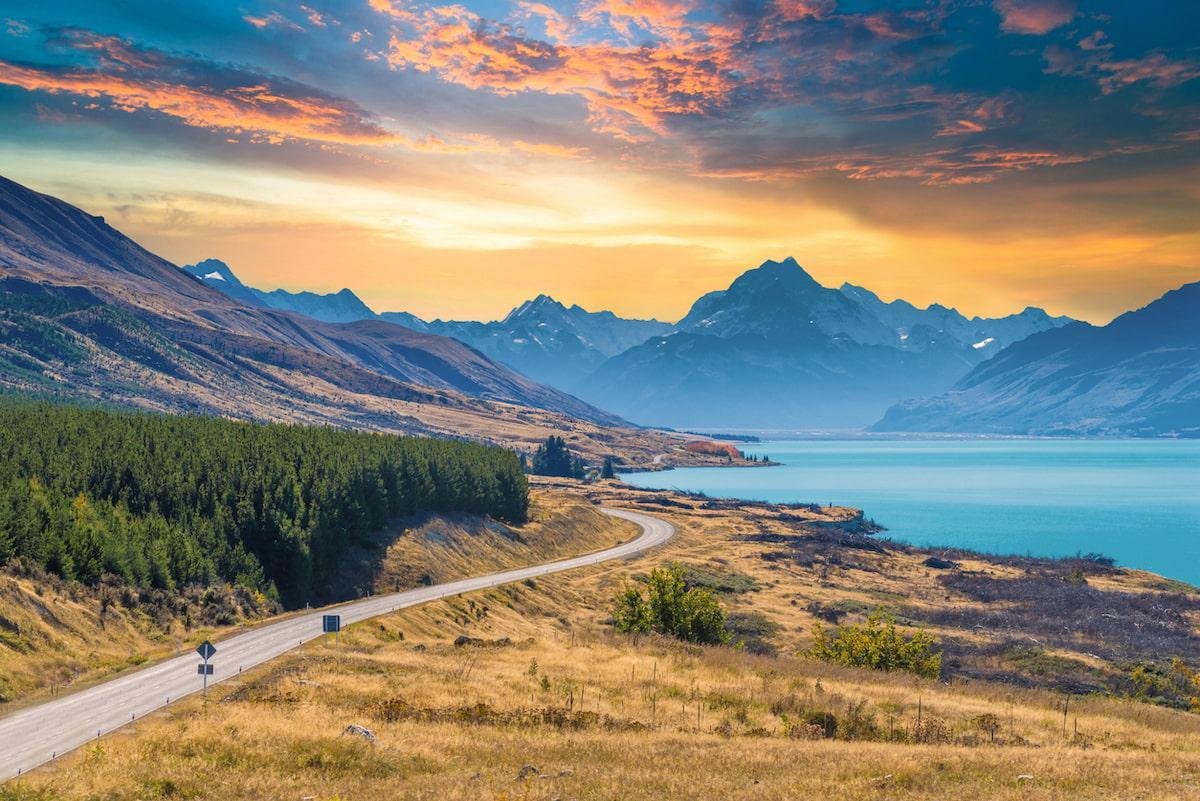 Carreteras en la Isla Sur de Nueva Zelanda