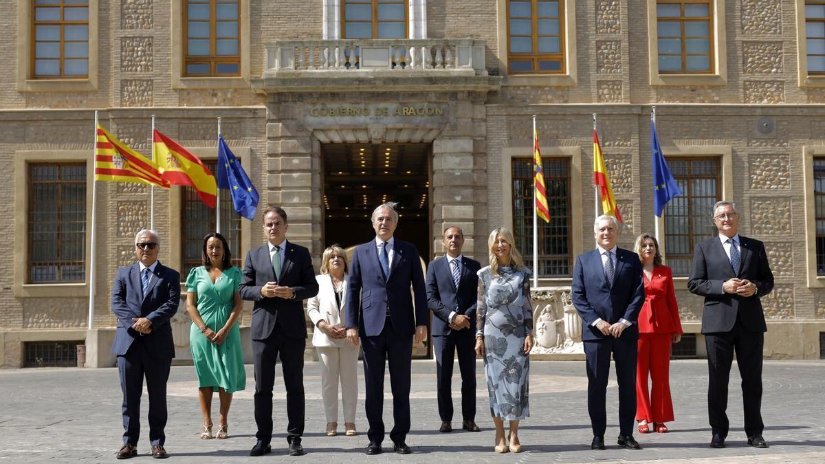 Foto de familia del balance del primer año del Gobierno de Azcón, ya sin Vox.