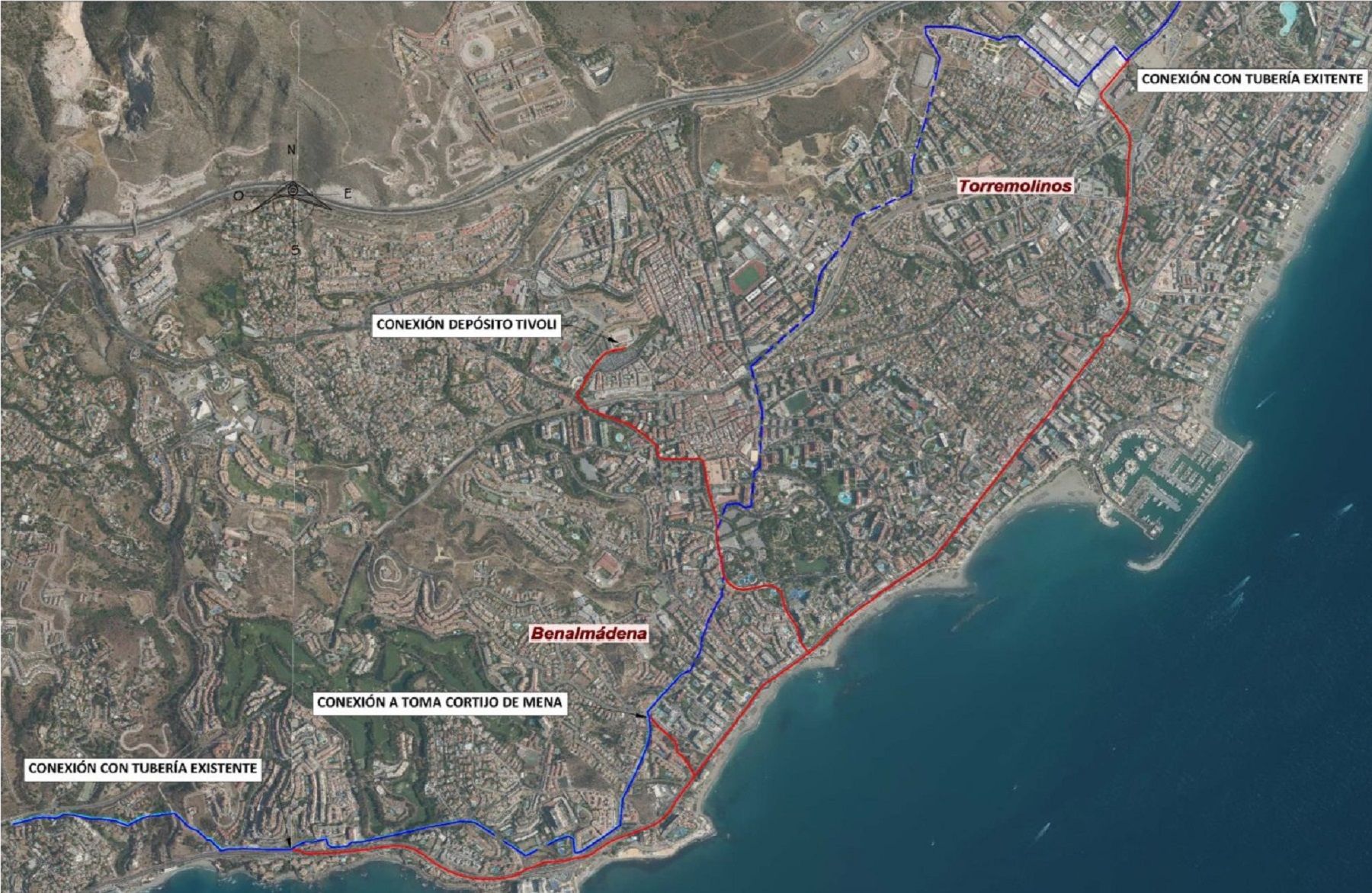 Acosol inicia en diciembre la renovación de la red de la autovía del agua Benalmádena y Torremolinos.