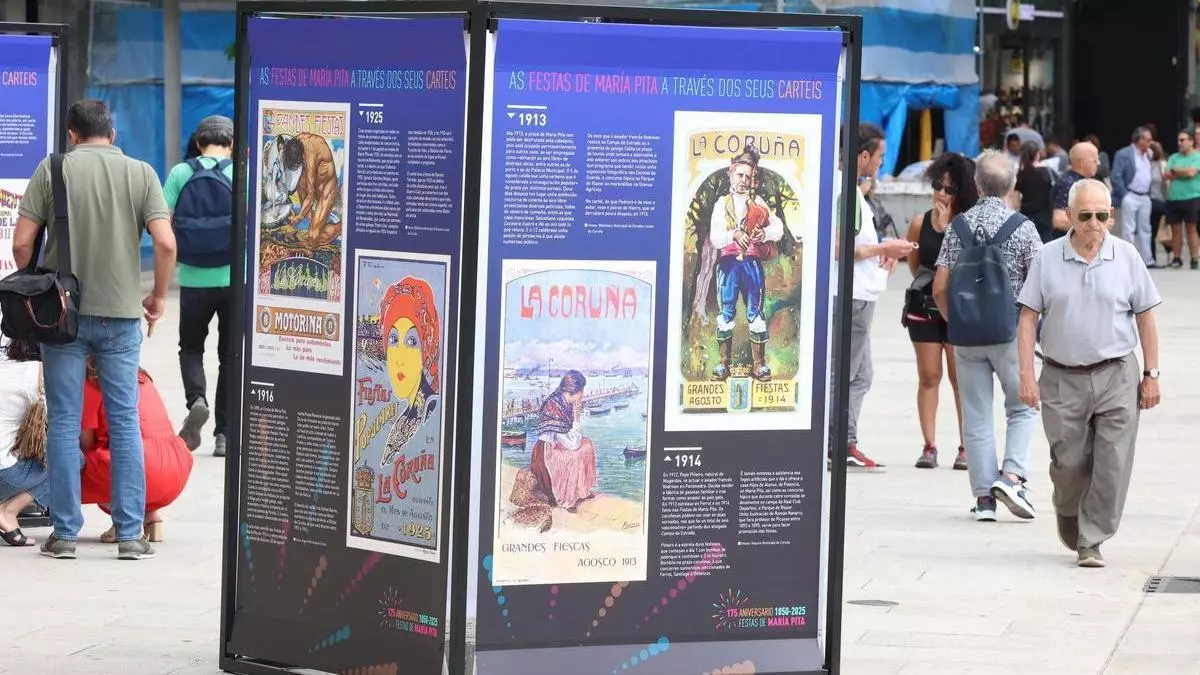 El Obelisco acoge hasta el 18 de agosto la exposición ‘As Festas de María Pita a través dos seus carteis’