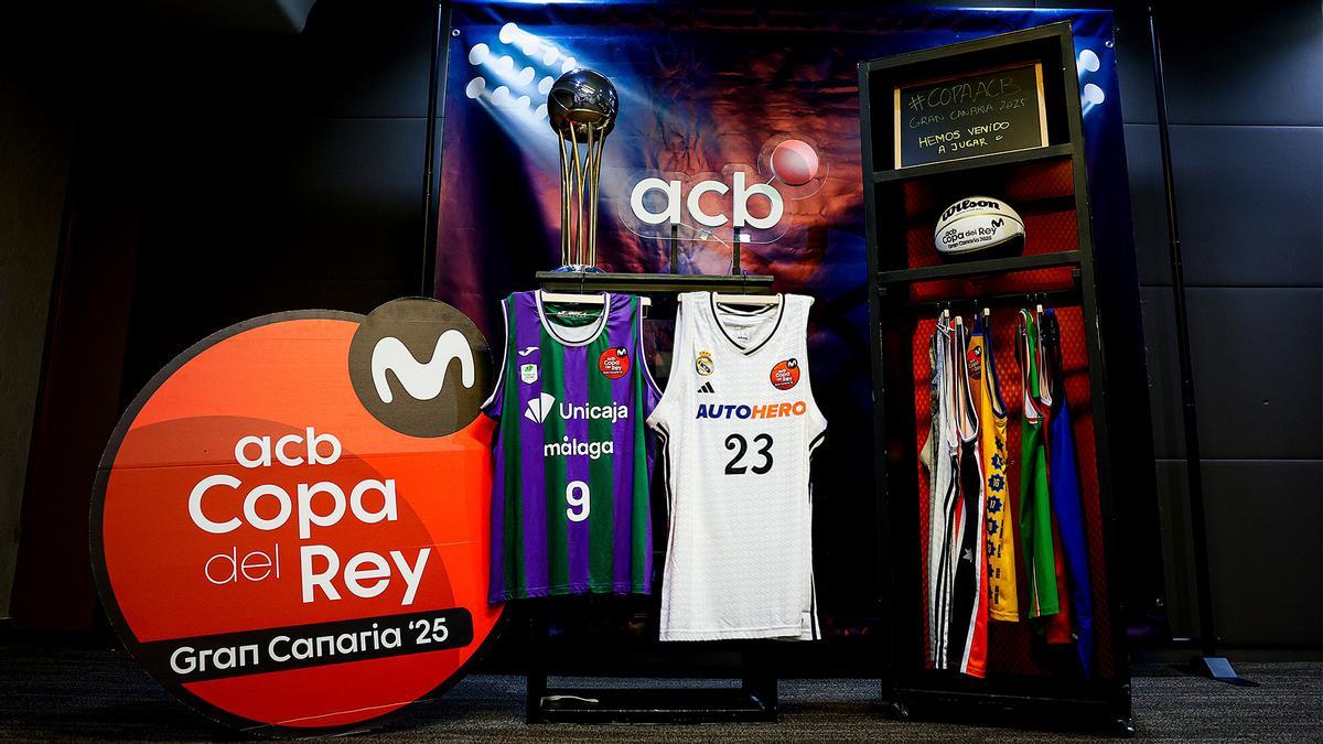 Camisetas del Unicaja y del Real Madrid, los dos finalistas de la Copa del Rey 2025.