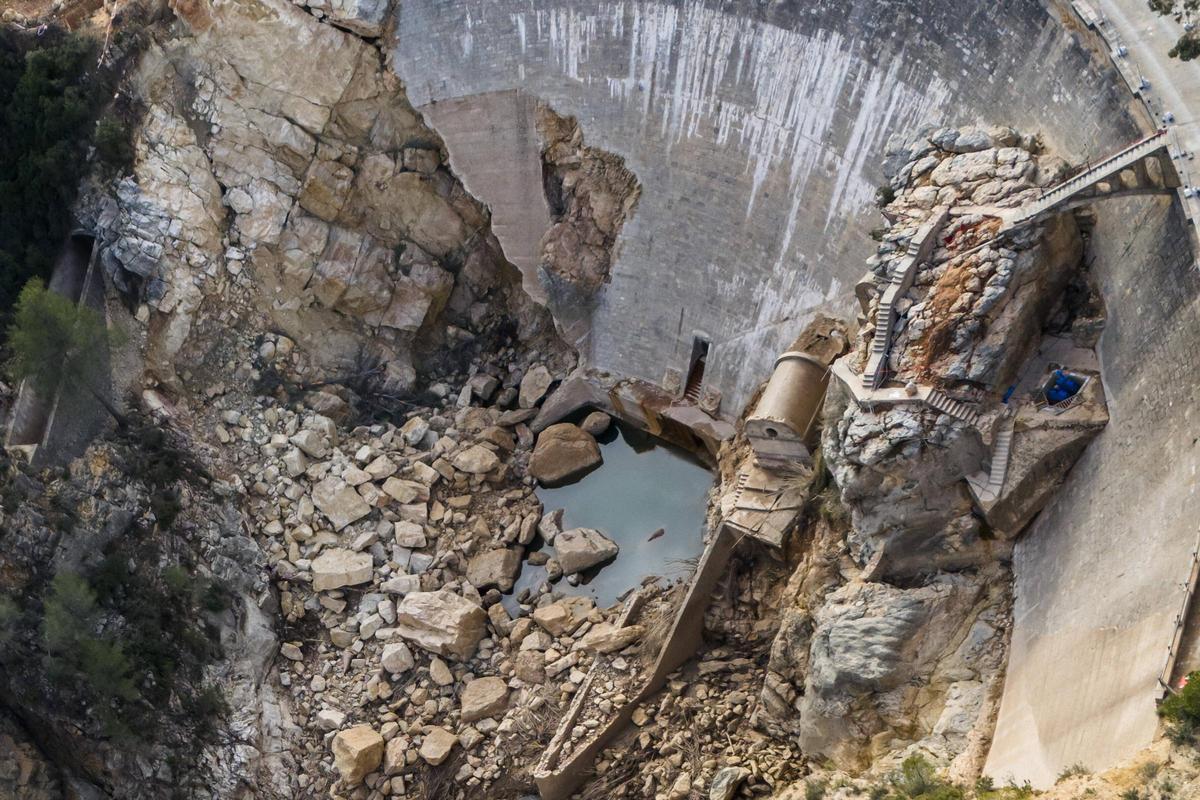 Daños en la presa de Buseo, tras las intensas lluvias del 29-O.