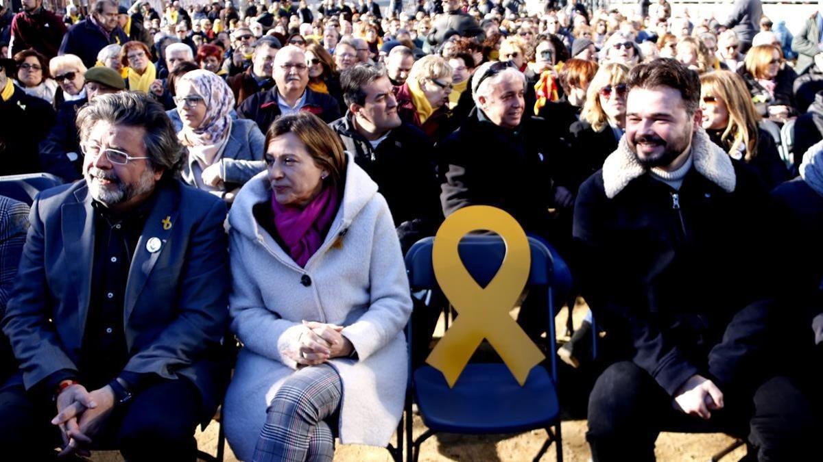 Acto electoral de ERC con la presencia de Carme Forcadell y Gabriel Rufián en Mataró.