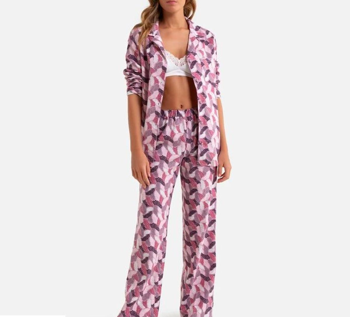 Pijama de dos piezas estampado de franela de La Redoute