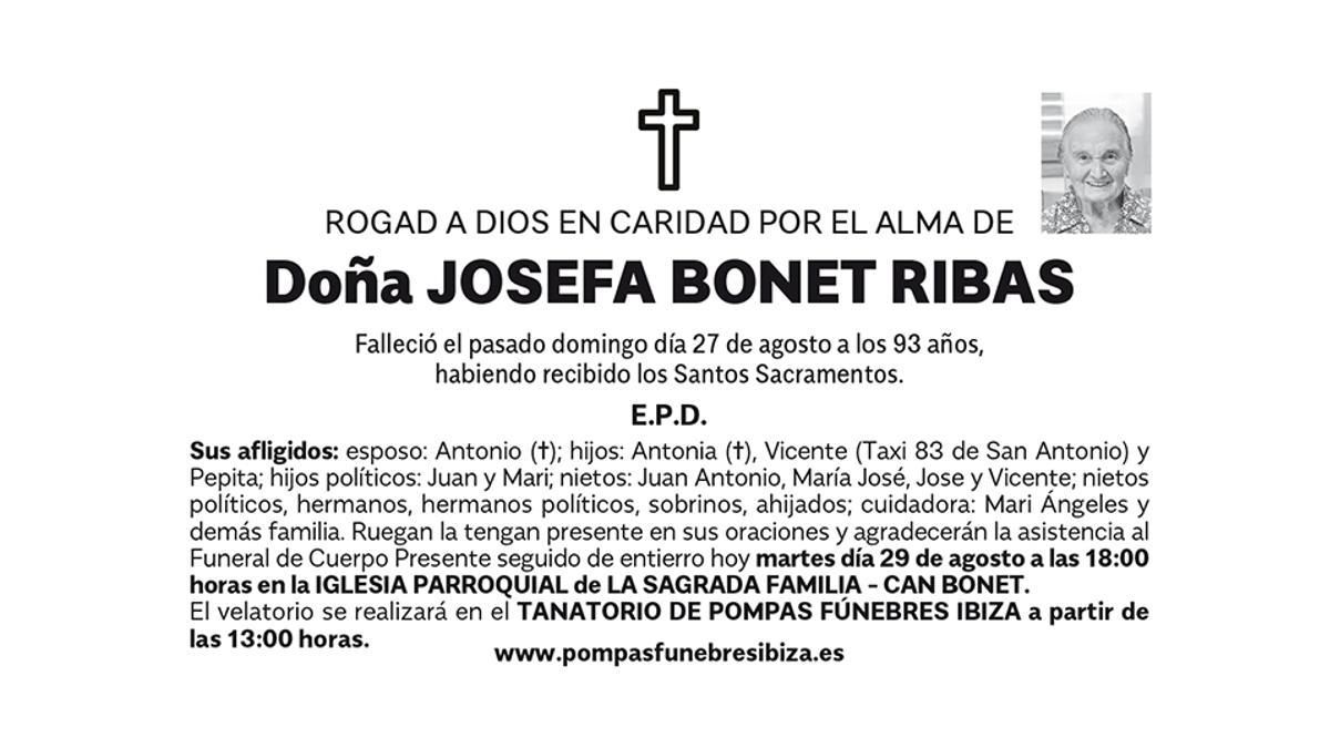Esquela Josefa Bonet Ribas