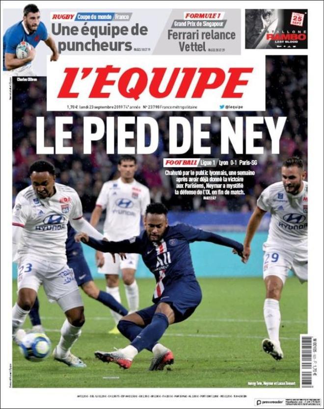 Portada de LEquipe del 23 de septiembre de 2019