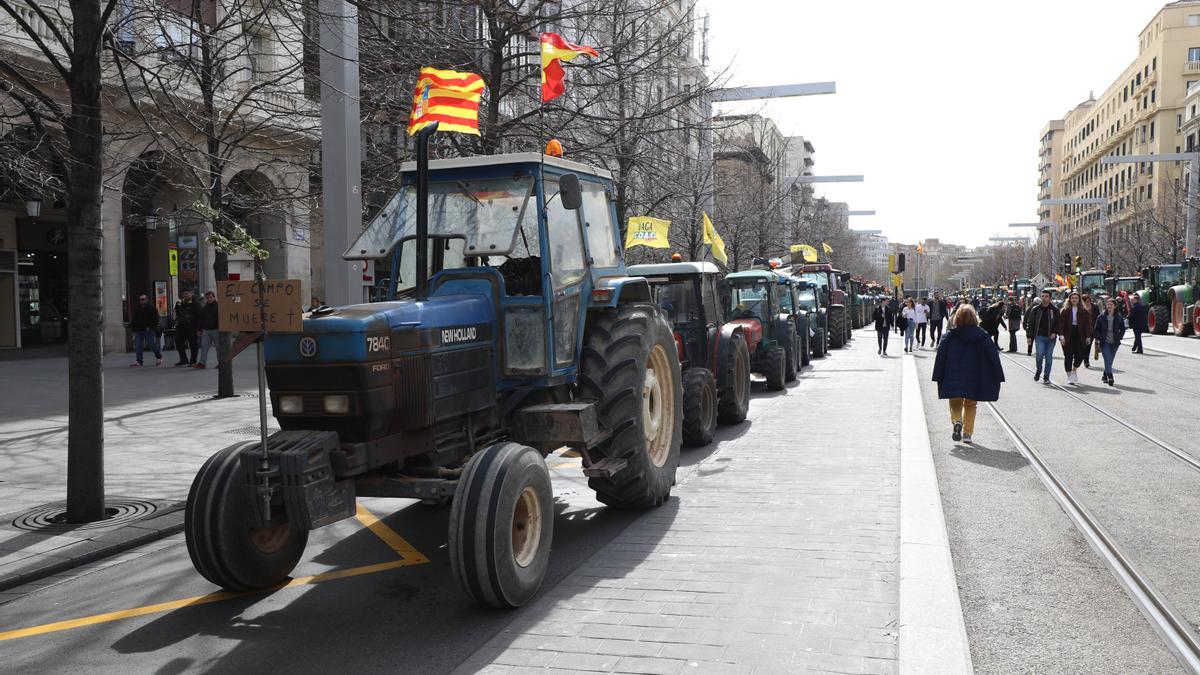 La manifestación colapso las principales arterias de Zaragoza en marzo de 2020