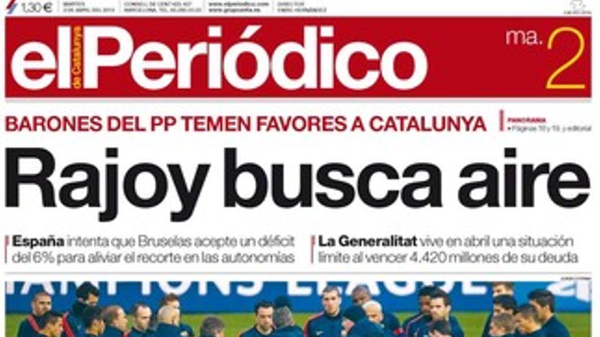 La portada de EL PERIÓDICO (2-4-2013).