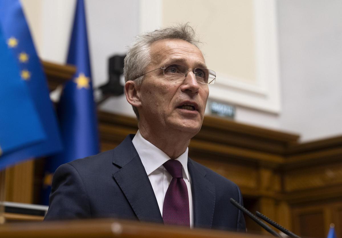 El secretario general de la OTAN, Jens Stoltenberg, durante la visita que realizó a Kiev el pasado 29 de abril.