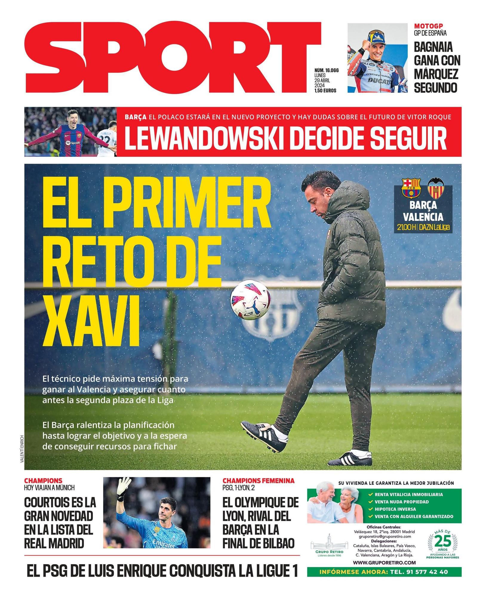 La portada de SPORT de hoy