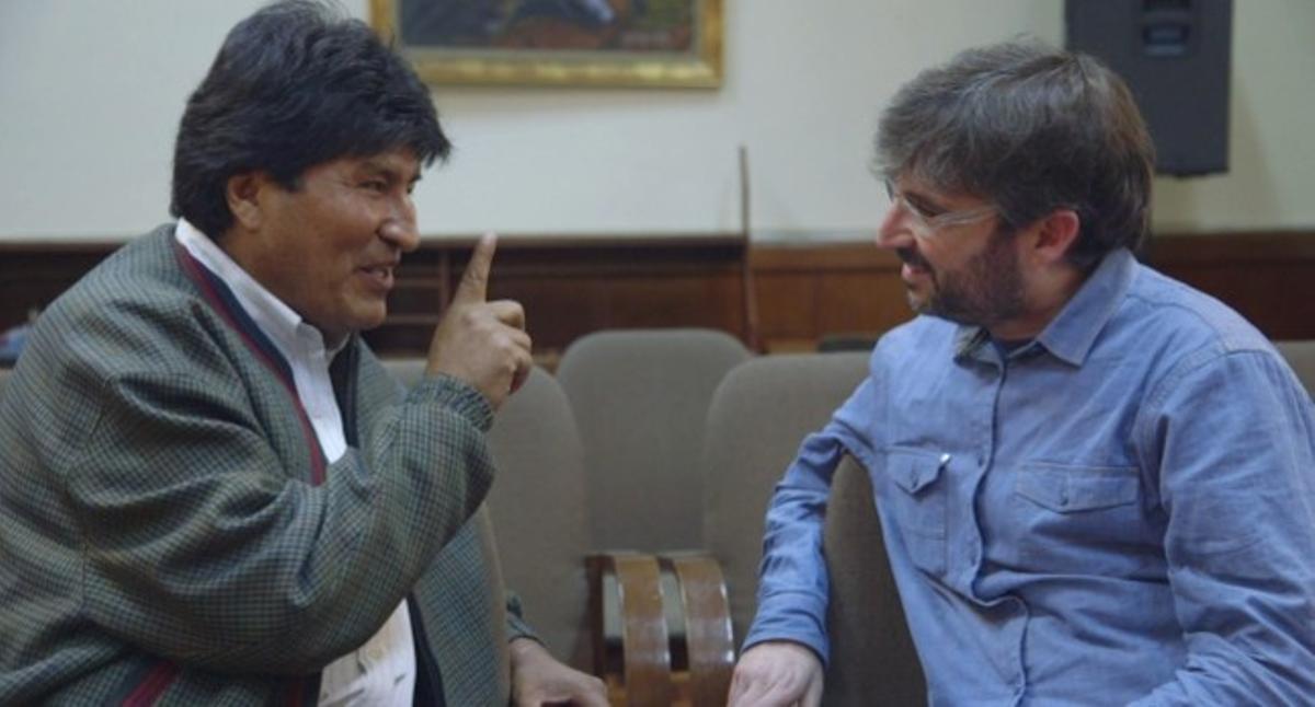 Évole ,amb el president de Bolívia, Evo Morales. Évole ,amb el president de Bolívia, Evo Morales.