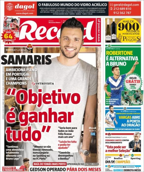 Portada RECORD domingo 16 de junio de 2019.