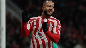 Memphis con el Atlético de Madrid