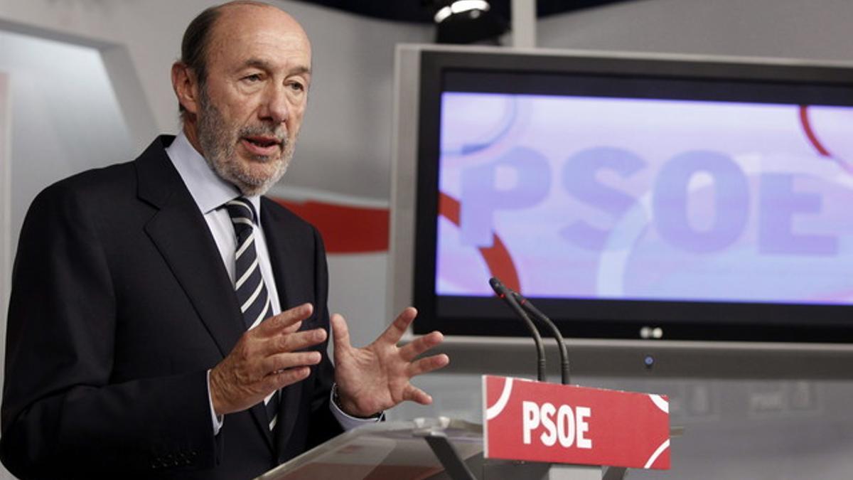 El secretario general del partido, Alfredo Pérez Rubalcaba, durante una rueda de prensa el pasado 2 de septiembre.