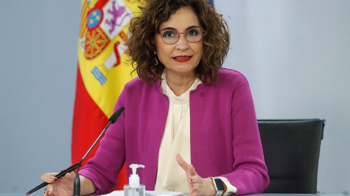Una imagen de María Jesús Montero durante la rueda de prensa.