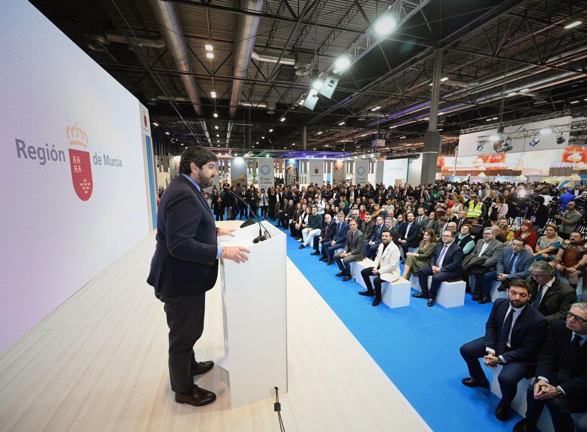 Un momento de la intervención del presidente de la Comunidad Autónoma de Murcia en Fitur. | CARM