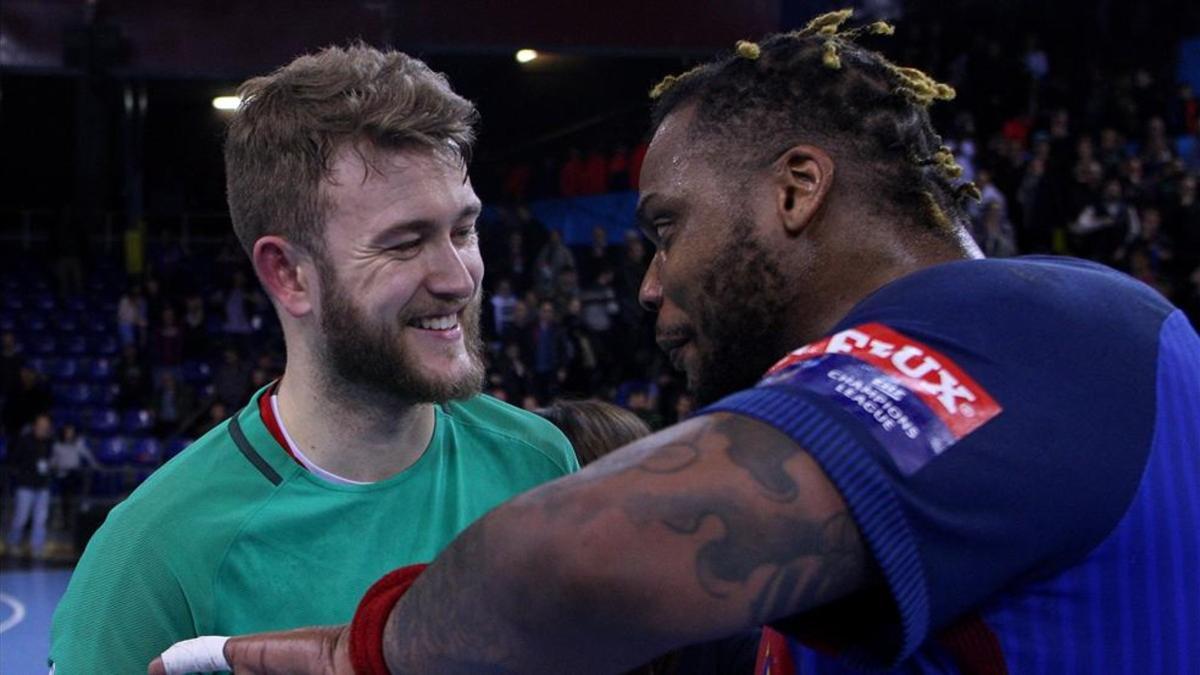 Pérez de Vargas y Sorhaindo celebran la victoria ante el Flensburg