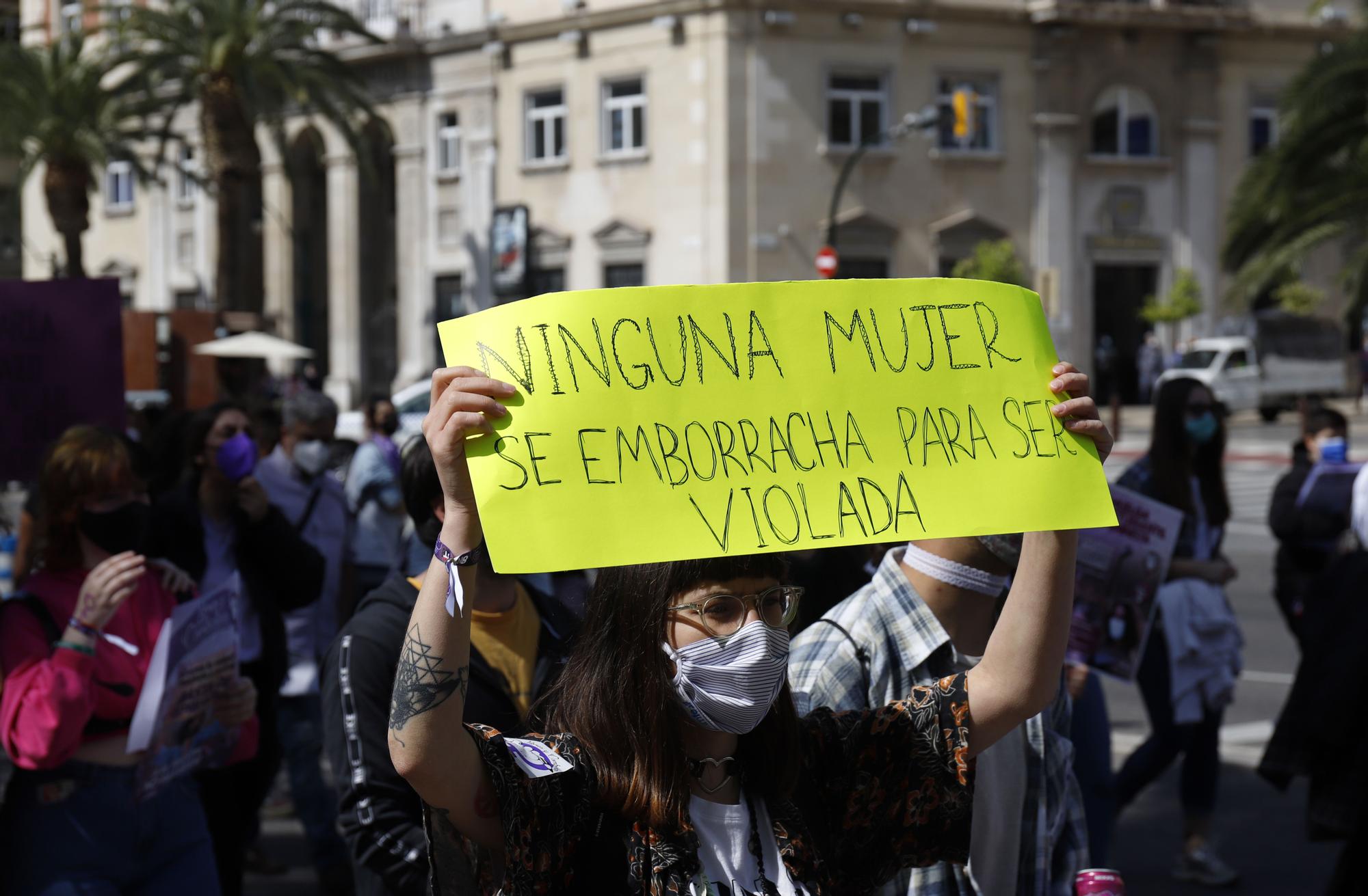 Manifestación por el 8M en las calles del Centro de Málaga