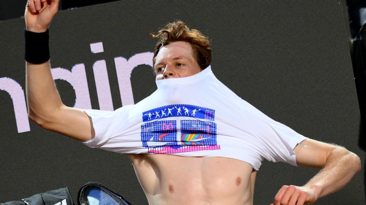 Sinner, durante una sesión de entrenamiento en roma