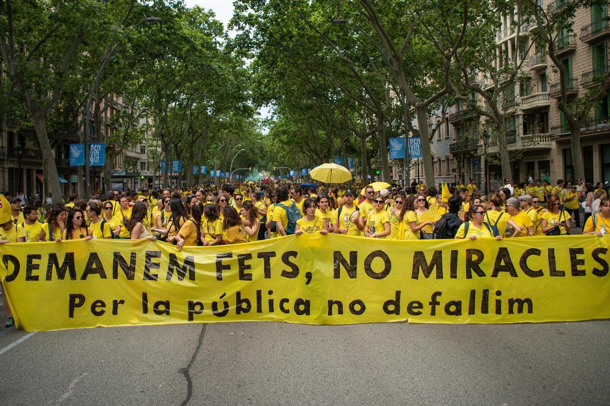 Manifestación de profesores en Barcelona