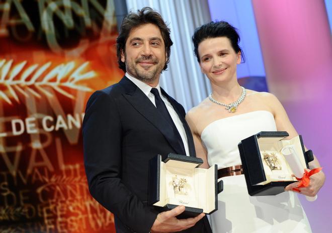 Juliette Binoche y Javier Bardem en 2010 en Cannes