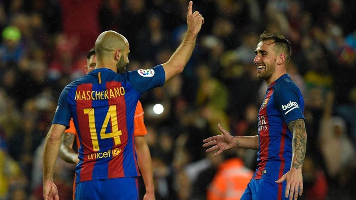 Mascherano celebra su gol ante Osasuna