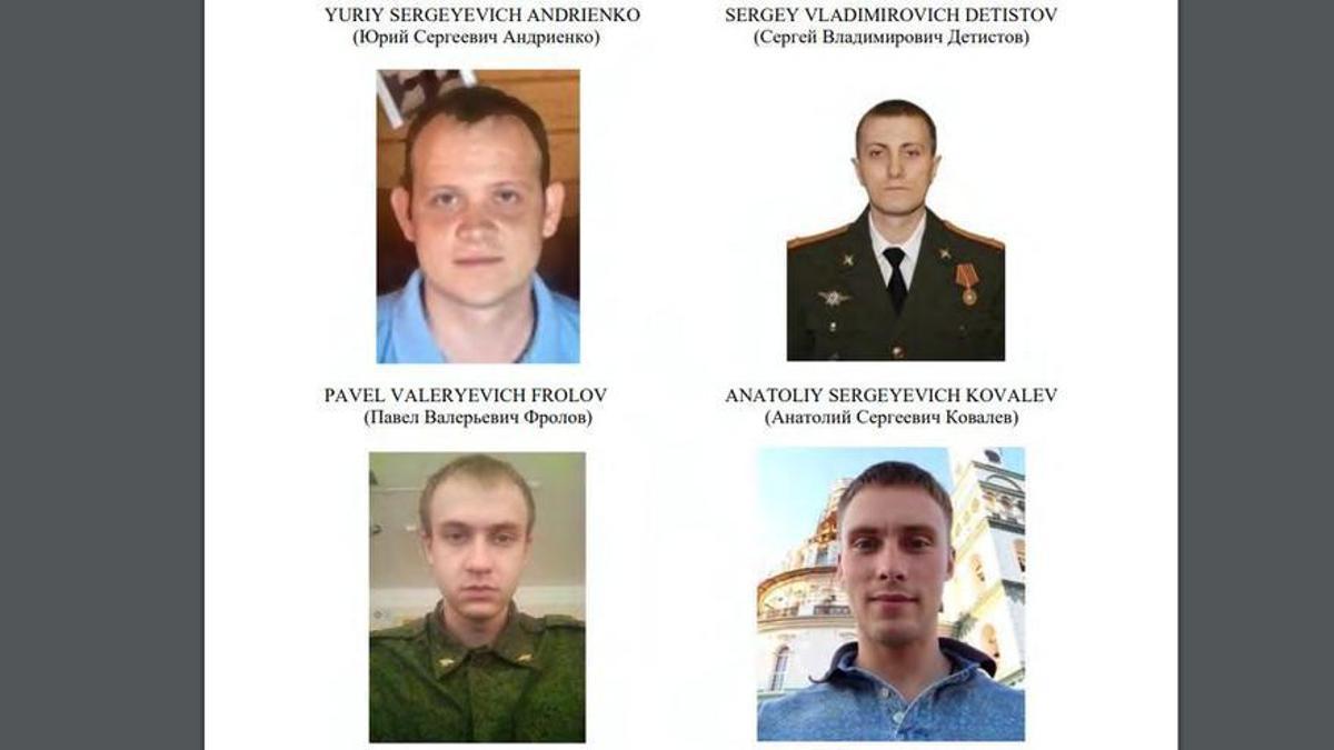 Cuatro de los hackers del servicio de inteligencia militar ruso encausados en EEUU por sus ciberataques. Las foto son del sumario.