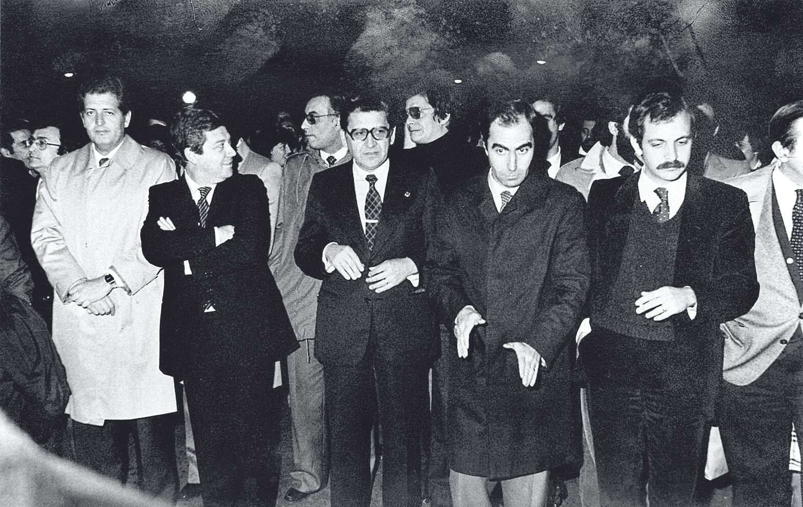 Santiago Rodríguez Miranda, Garí, Jeroni ALbertí, Félix Pons y Ramón Aguiló, en la protesta contra el levantamiento.