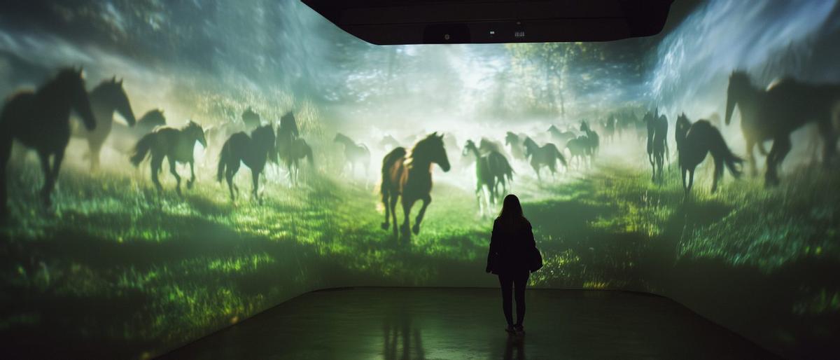 Una espectadora dentro de la experiencia inmersiva. |