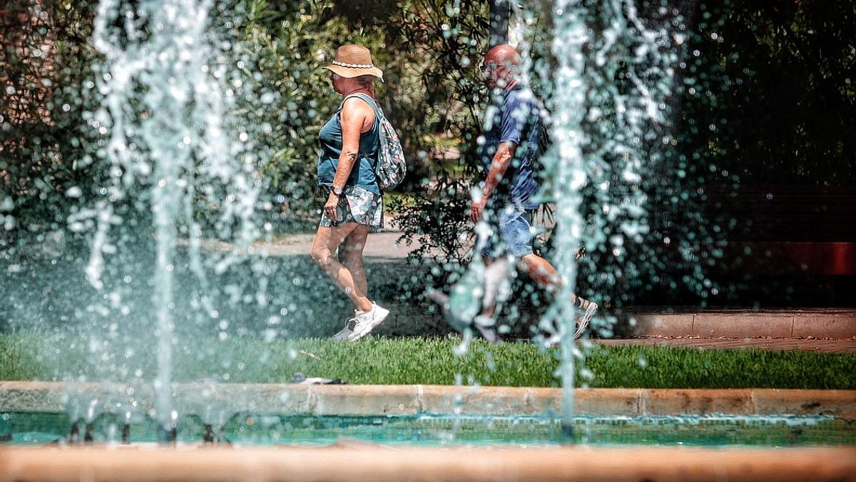 Una pareja pasea por el Parque García Sanabria, en Santa Cruz.