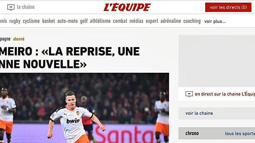 Gameiro, protagonista de portada en la prensa francesa.