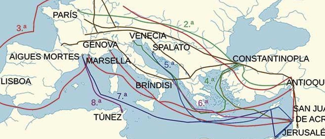 Mapa de la ruta de las Cruzadas.