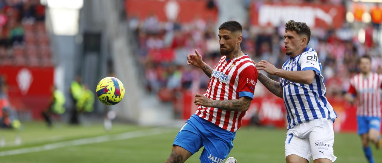 Jeraldino, durante un partido con el Sporting.