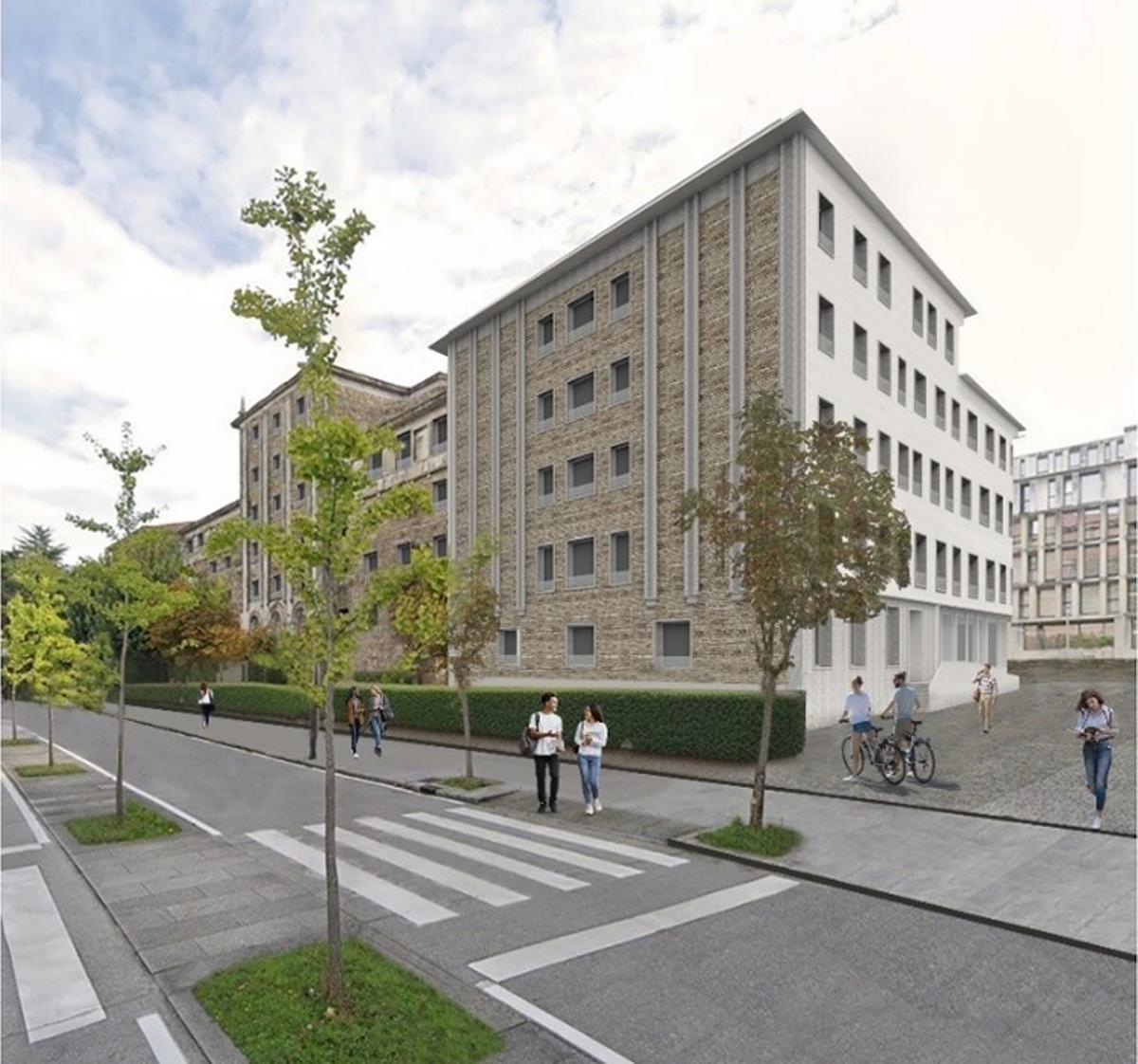 Recreación virtual da residencia universitaria que Bestinver construirá no barrio de Galeras