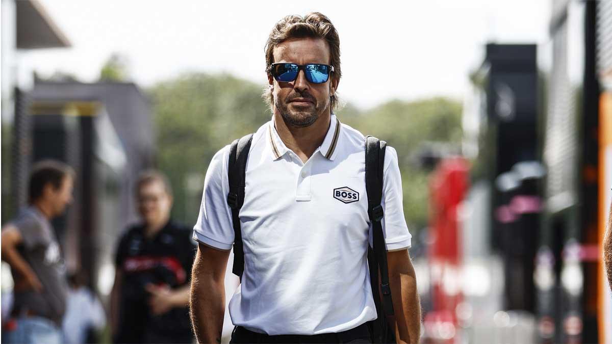 Fernando Alonso, a su llegada al circuito de Monza