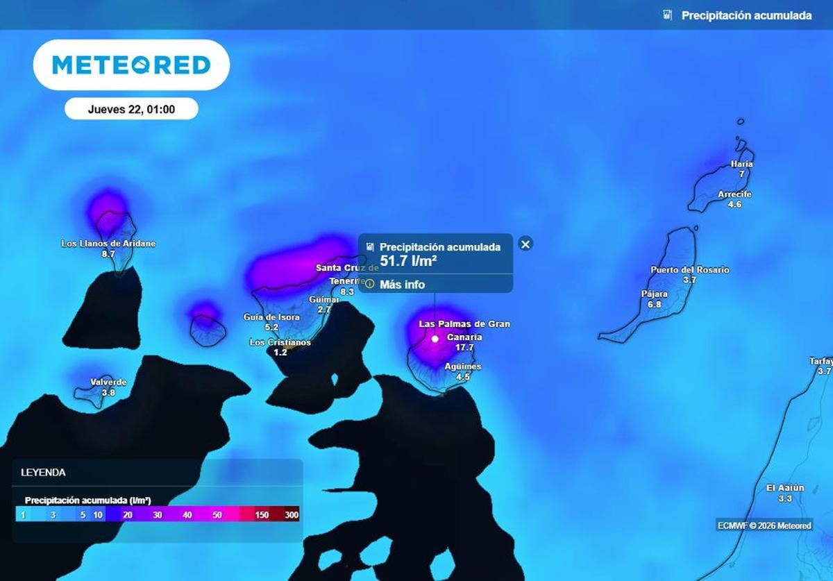 Acumulados en Canarias hasta el próximo martes