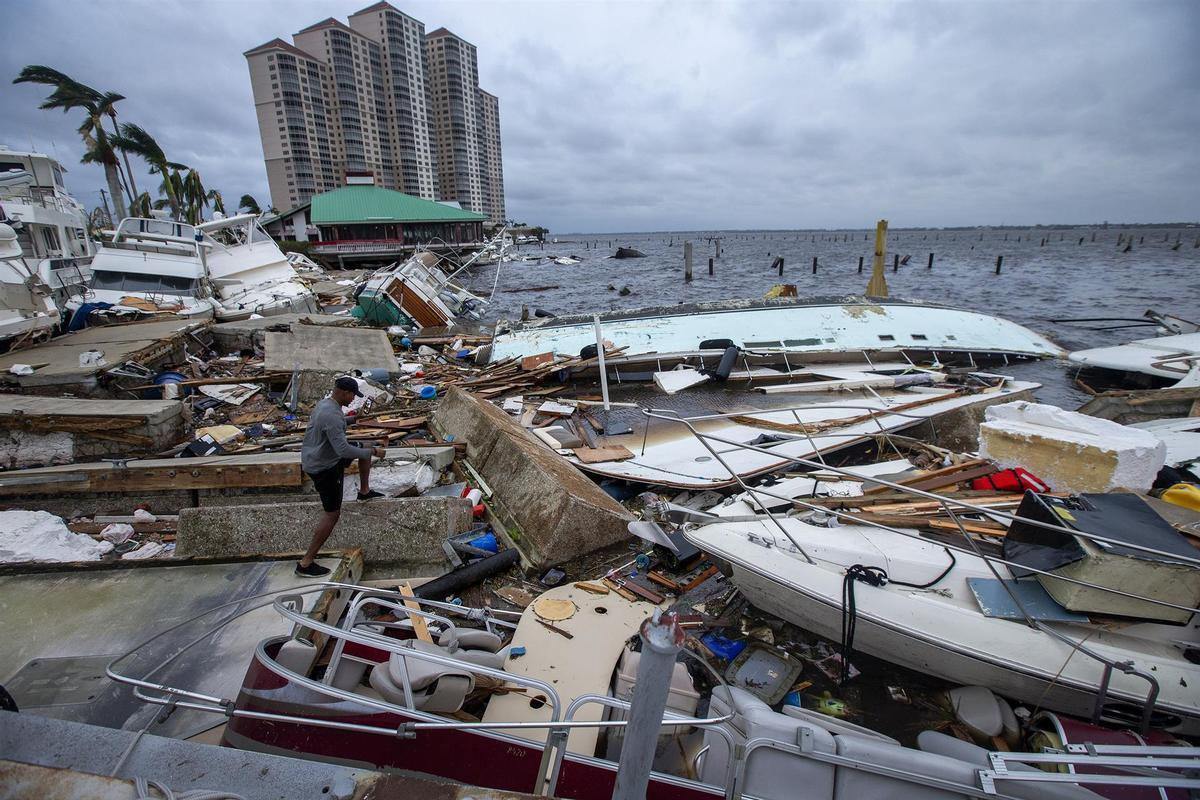 Efectos del huracán 'Ian' en la costa de Florida (Estados Unidos).