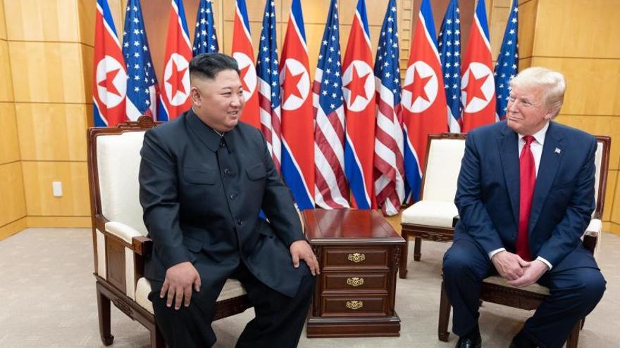 Kim Jong Un en un encuentro con Donald Trump.