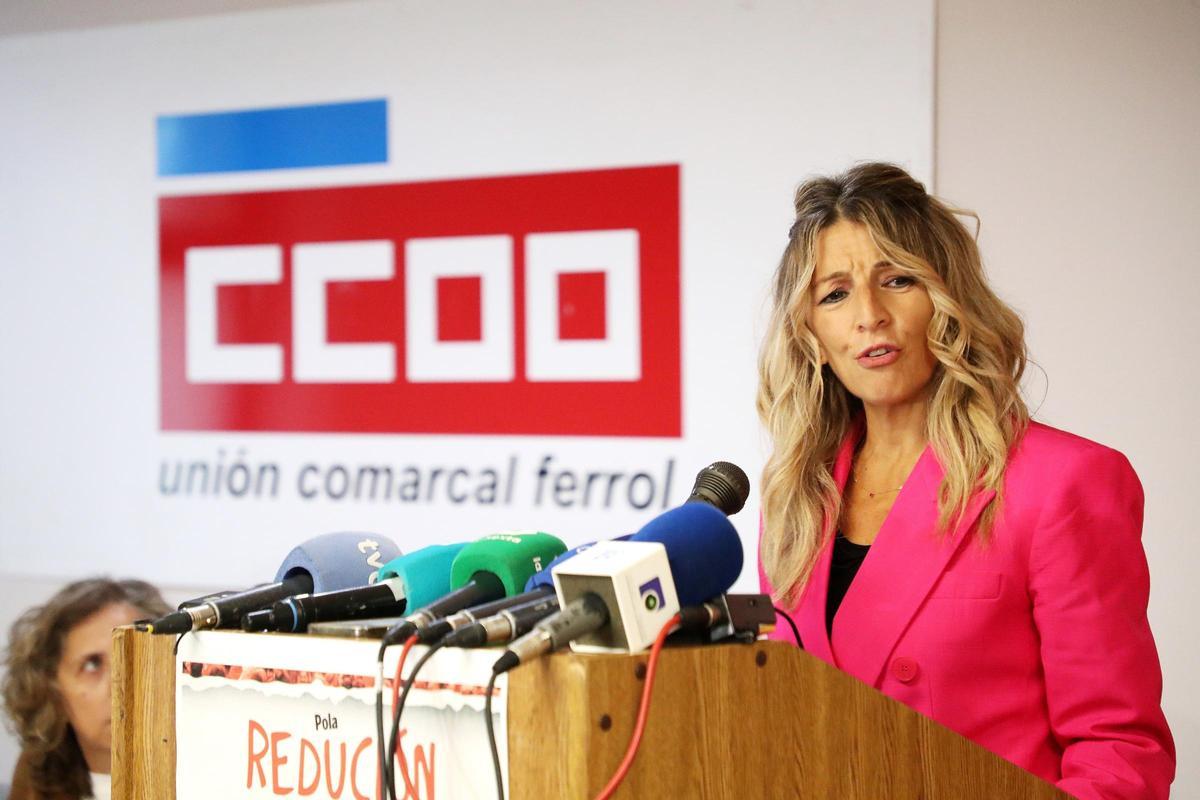 La vicepresidenta segunda y ministra de Trabajo y Economía Social, Yolanda Díaz, inaugura el Edificio Sindical, a 26 de septiembre de 2025, en Ferrol, A Coruña, Galicia.